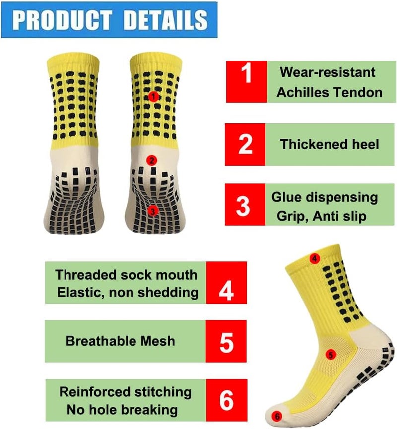 BUKEORE 2 Set Anti-Slip Grip Soccer Socks with Shin Guard Sleeves, Sports Athletic Socks for Men Women - Image 4